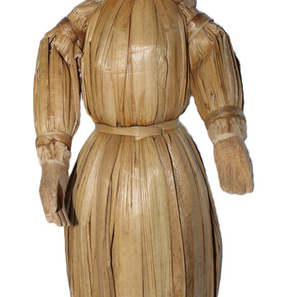 Vintage Rare Christmas Mary And Joseph Carved Cornhusk Wood Set Figures - Picture 9 of 16